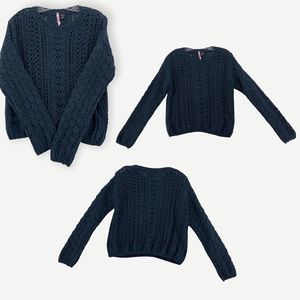 Love by Design Chunky Knit Sweater Oversized Long Sleeve Dark Teal Womens Large